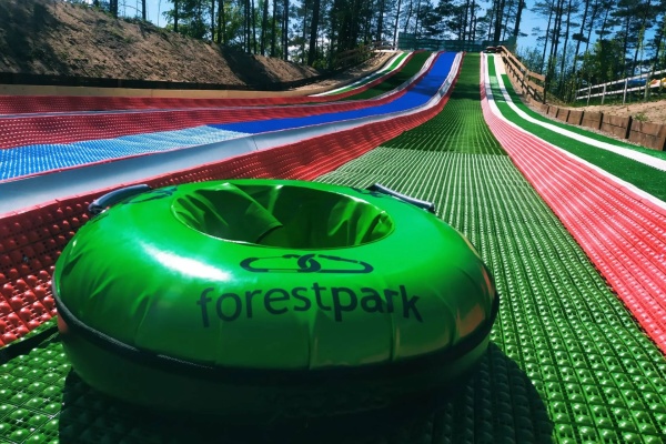 Construction and complex equipment of all-year-round pontoon slides (summertubing, snowtubing)